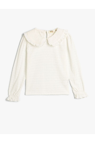 Koton Blouse Wide Baby Collar Long Sleeves Elastic Cuffs