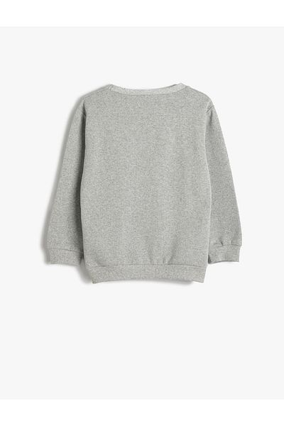 Koton Sweatshirt Long Sleeve Crew Neck College Printed Raised