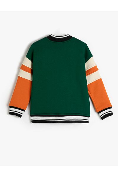 Koton Jachetă Color Block Bomber College - mânecă lungă, gât crew, detaliu aplicat