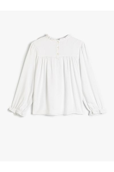 Koton Bluse Langarm Stehkragen Manschetten Elastischer Viskosestoff
