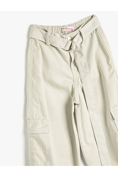 Koton Paraşüt Pantolon Kargo Cepli Kemerli Pamuklu