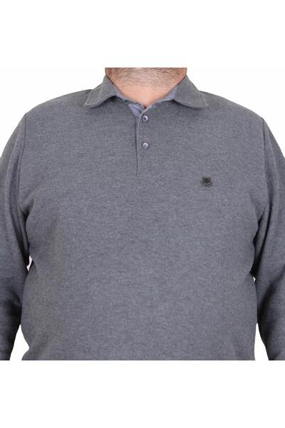 MocGrande Ανδρικό μπλουζάκι με λαιμόκοψη πόλο μεγάλου μεγέθους Feel Good 24408 ANTHRACITE MELANGE