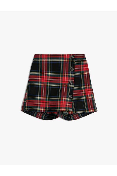 Koton Knopfdetaillierter, zweireihiger Shorts-Rock – elastische Taille