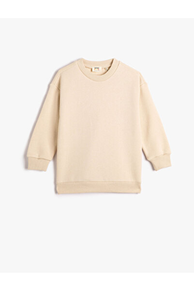 Koton Basic-Sweatshirt mit langen Ärmeln und geripptem Rundhalsausschnitt