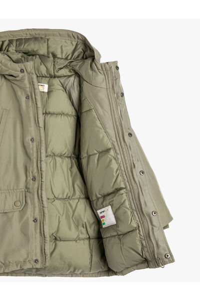 Koton Hooded Puffer Jacket with Wind Cover - Pocket Detail