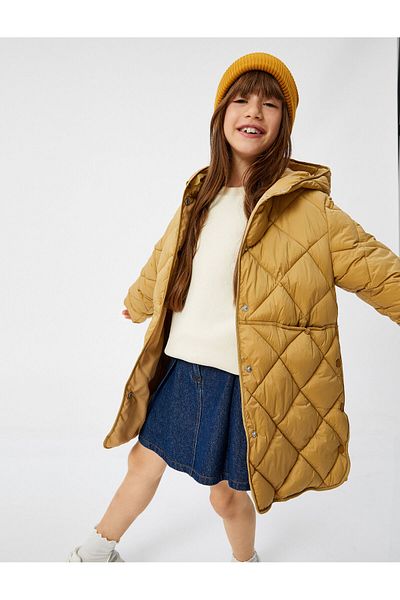 Koton Puffer Jacket Hooded Quilted with Snap Fastener Detail