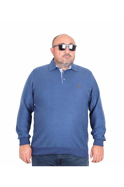 MocGrande Hanorac pentru bărbați cu gât polo de mărime mare - Moc Grande 24410 Marin