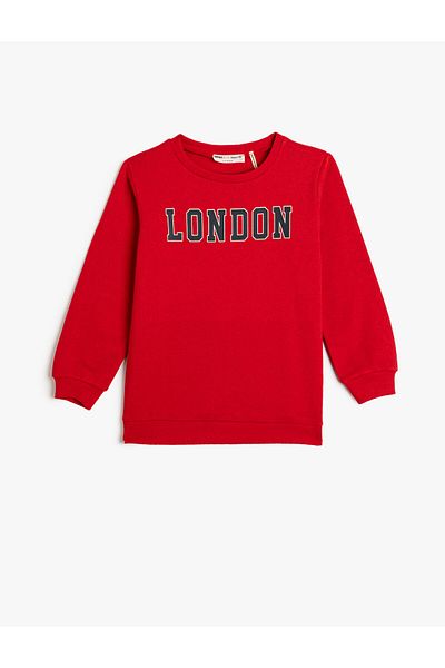 Koton Sweatshirt Long Sleeve Crew Neck Text Printed Raised