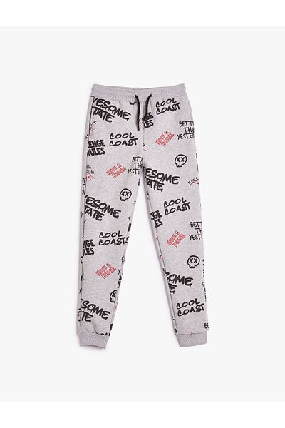 Koton Jogger Sweatpants Printed Tie Waist Raised