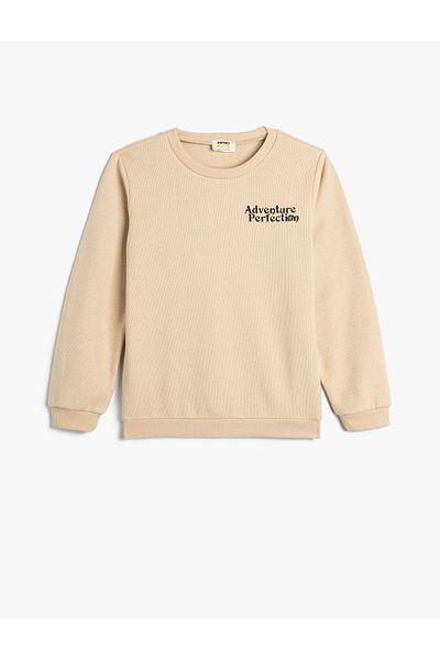 Koton Sweatshirt Long Sleeve Crew Neck Textured Raised