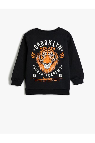 Koton Sweat Long Sleeve Crew Neck City Printed Raised