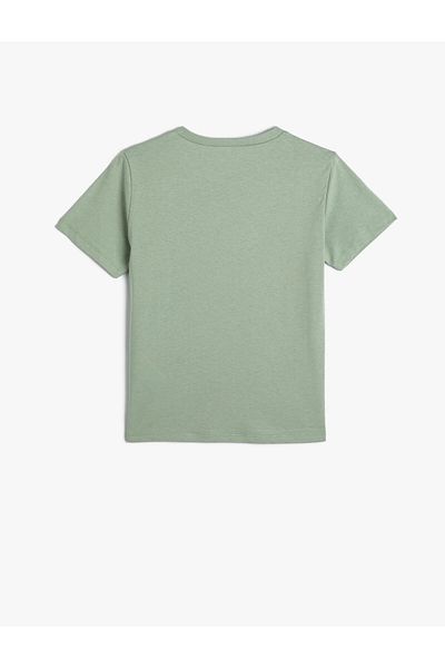 Koton Tricou cu mânecă scurtă din bumbac - Decolteu, imprimat cu slogan