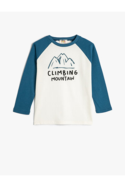 Koton T-Shirt aus Baumwolle mit langen Ärmeln und Farbblock-Print