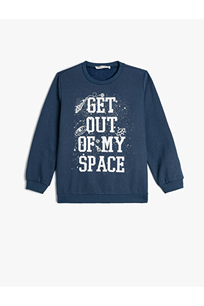 Koton Суичър с дълги ръкави и деколте с тематична лента за пространство