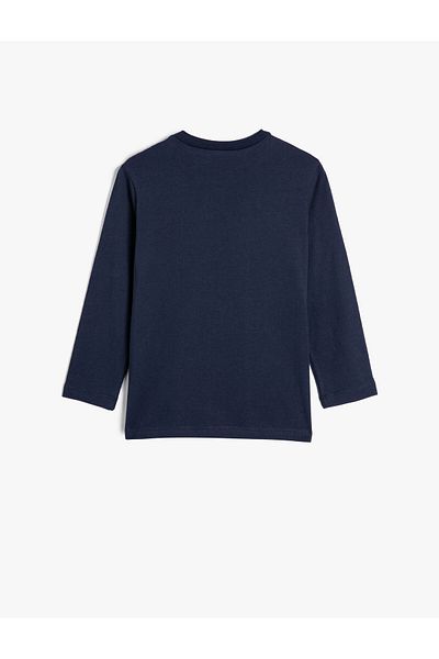 Koton T-Shirt Long Sleeve Crew Neck Slogan Printed Cotton