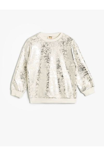 Koton Sweatshirt Crew Neck Shiny Printed Long Sleeve