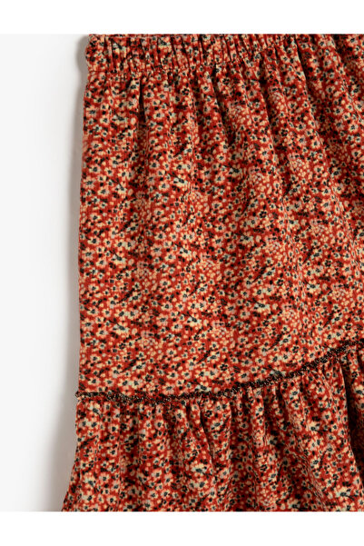 Koton Skirt Pleated Floral Patterned Elastic Waist