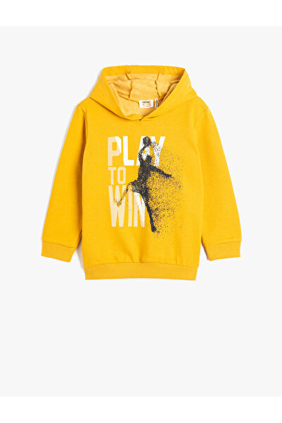 Koton Φούτερ με κουκούλα Μπάσκετ με στάμπα μακρυμάνικη κορδέλα