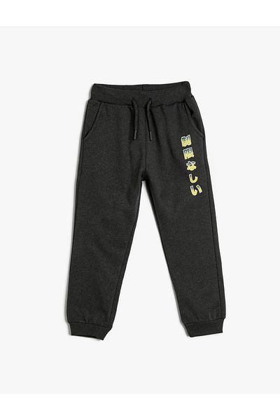 Koton Jogger Sweatpants Tie Waist Pocket Slogan Printed Ribbon