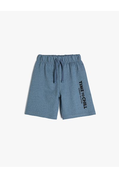 Koton Basic Shorts Print Detailed Tie Waist Cotton Blended