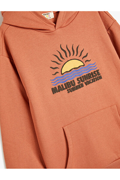 Koton Φούτερ με κουκούλα με μακρυμάνικο τροπικό στάμπα