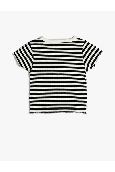 Koton Tricou cu mânecă scurtă decolteu rotund din bumbac cu nervuri