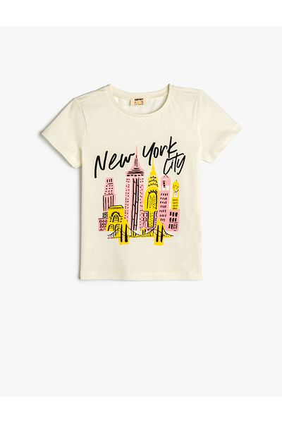 Koton Ecrufarbenes T-Shirt für Mädchen – Modell 4skg10369ak