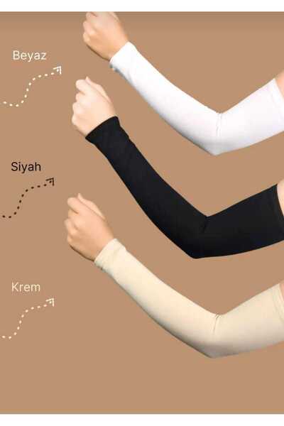 sasaca طقم كم حجاب نسائي 3 أزواج (أسود-أبيض-إكرو)