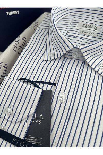 Piola Club Мъжка риза Slim Fit на райета