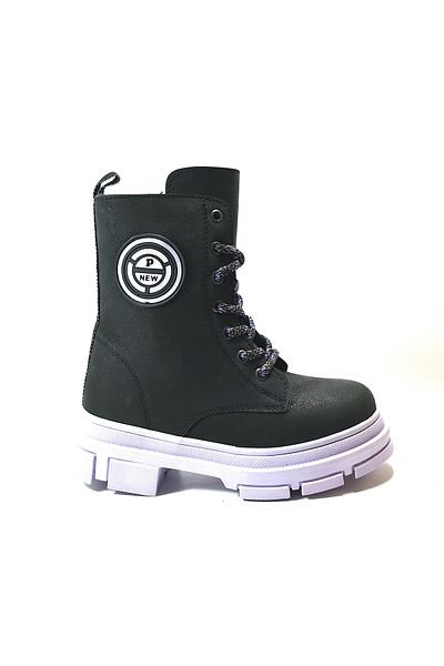 Onlo Ayakkabı Onlo Shoes PC.0012 Μαύρες μωβ κοριτσίστικες μπότες με φερμουάρ