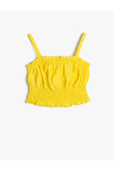Koton Viskose Crop-Bluse mit Trägern, gerafft