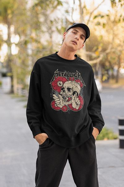 SEVBANO Metallica Printed Unisex Oversize Music Band Sweatshirt