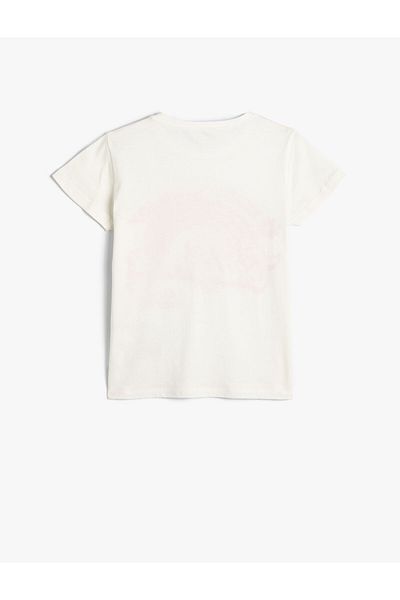 Koton T-Shirt Short Sleeve Crew Neck City Print Detailed Cotton