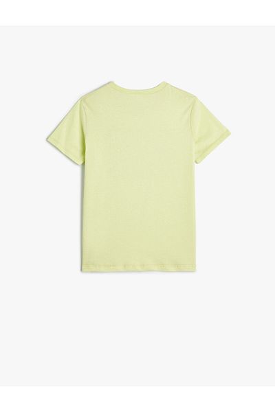 Koton Tricou imprimat cu hologramă, cu mânecă scurtă, decolteu, bumbac