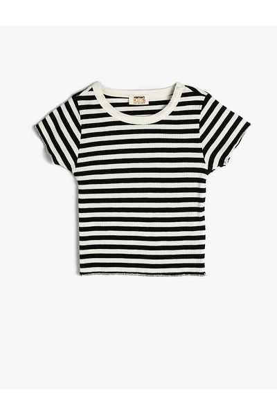 Koton Tricou cu mânecă scurtă decolteu rotund din bumbac cu nervuri