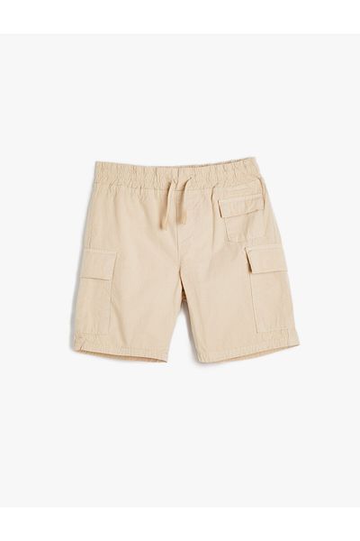 Koton Cargo Shorts Tie Waist Side Pockets Cotton