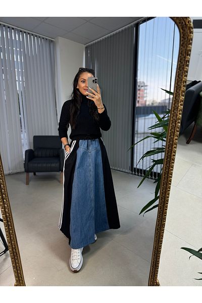 caddstore Fusta cu detalii din denim