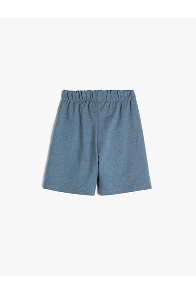 Koton Basic Shorts Print Detailed Tie Waist Cotton Blended