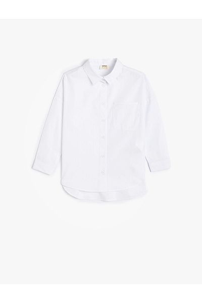 Koton Oversize Shirt Single Pocket Long Sleeve Cotton