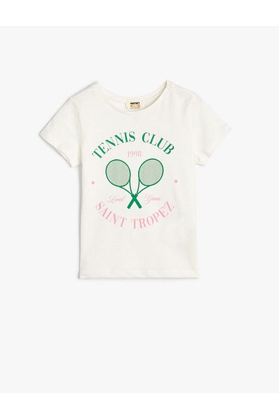 Koton T-Shirt Tennis Printed Short Sleeve Crew Neck Cotton