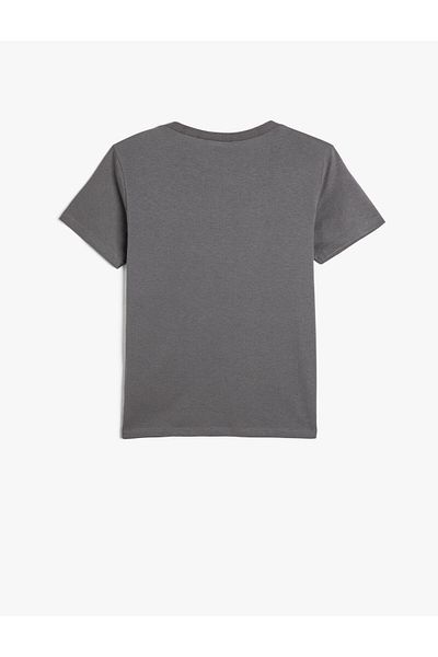 Koton Cotton Short Sleeve T-Shirt - Crew Neck, Slogan Printed
