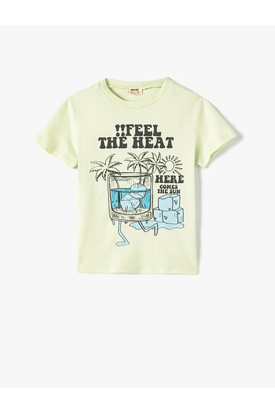Koton Καλοκαιρινό βαμβακερό κοντομάνικο T-shirt με λαιμόκοψη