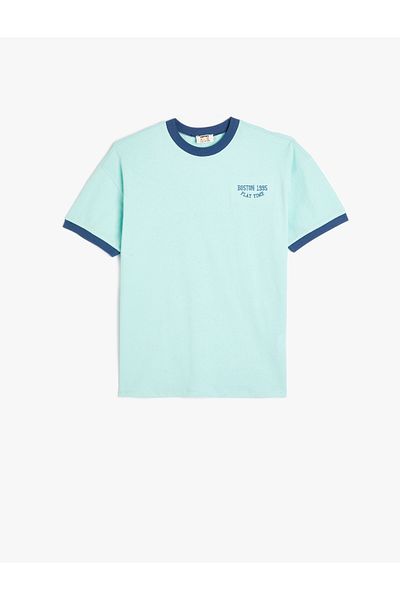 Koton Tricou brodat, cu mânecă scurtă, decolteu, bumbac
