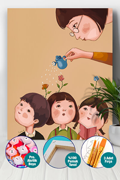 Picasso Sayılarla Boyama Numaralı Tuval Seti Fırça Boya Dahil 40x50 Cm Öğretm...