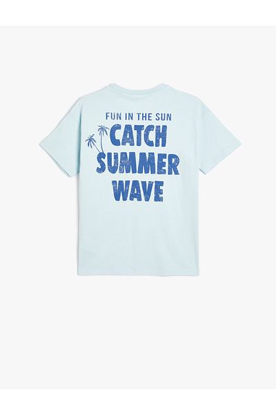 Koton Tricou cu mânecă scurtă din bumbac - Decolteu, imprimat cu slogan