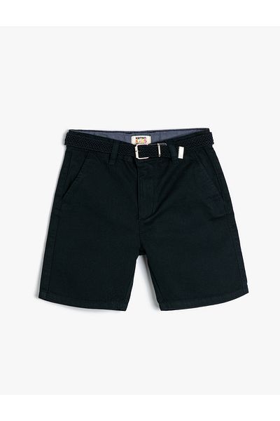 Koton Chino Shorts with Belt Detail and Pockets Cotton