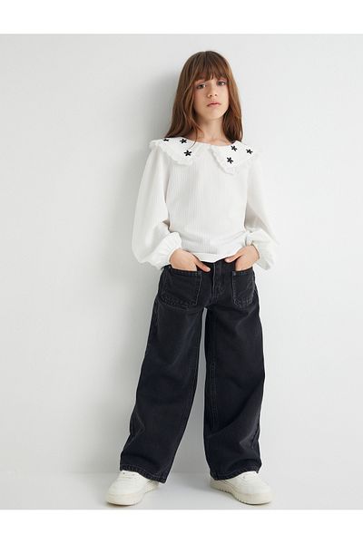 Koton Blouse Baby Collar Embroidered Long Sleeve