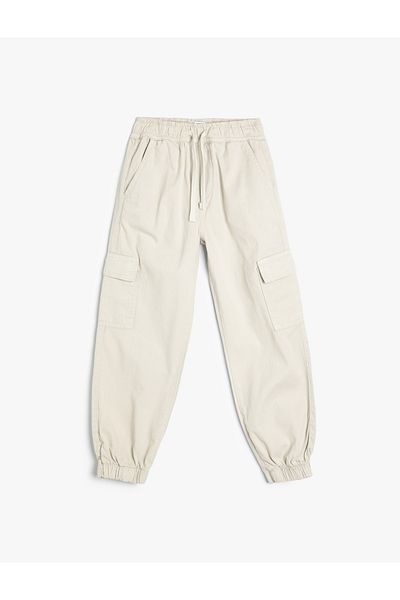 Koton Cotton Cargo Jogger Pants - Pockets and Waist Ties