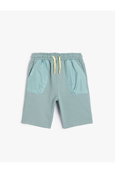 Koton Kinder-Shorts mit Taschen zum Binden in der Taille und Details aus Baumwoll-Fallschirmstoff