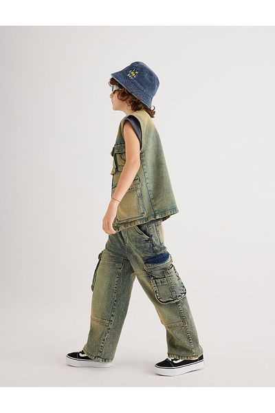 Koton Cargo Jeans Pockets with Stitching Detail Cotton